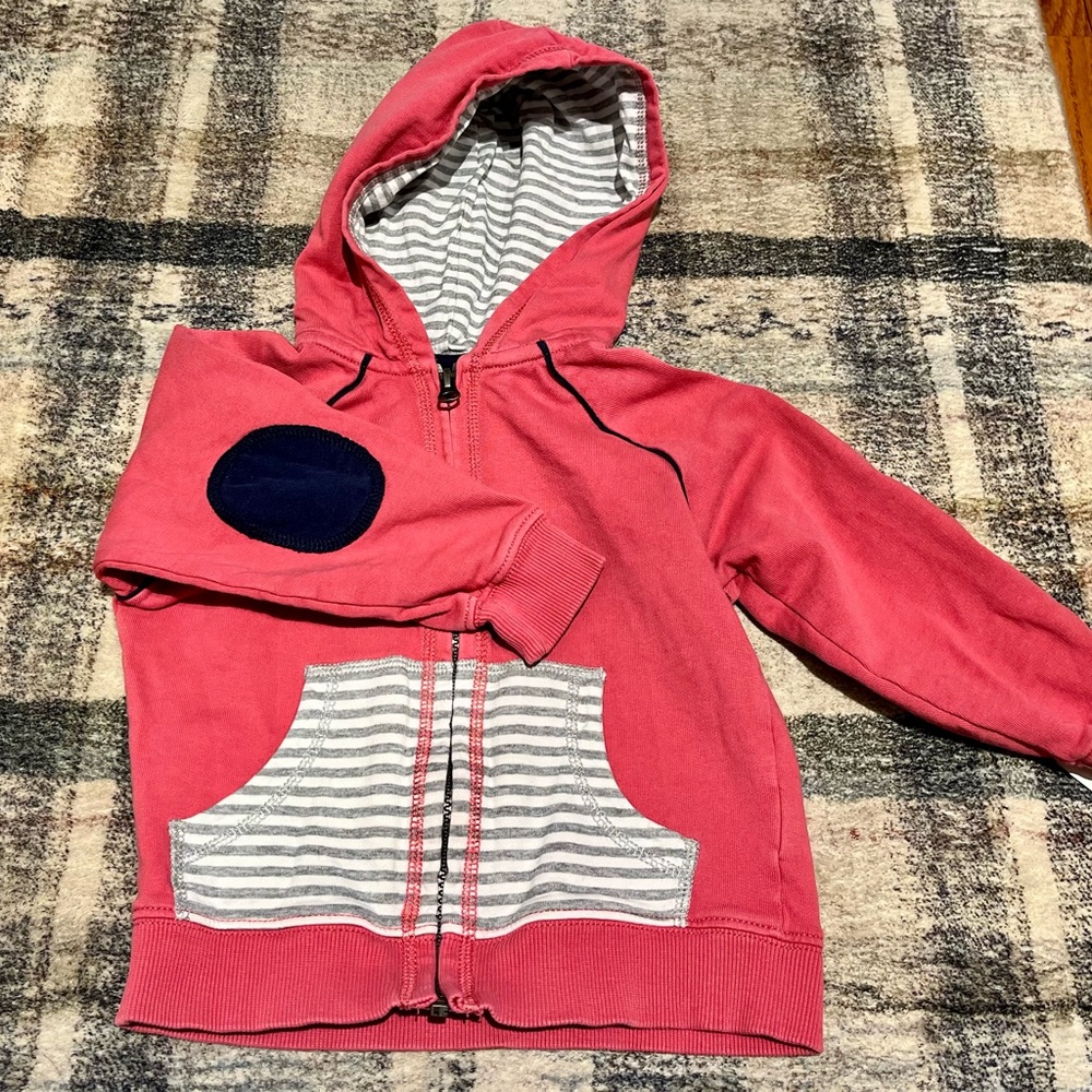 Kids Pink Hoodie with Striped Lining
